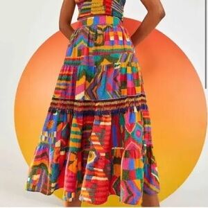 Farm Rio Summer Patches Midi Skirt